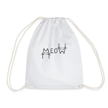 Black And White Meow Upside Down - Drawstring Bag - white - Front