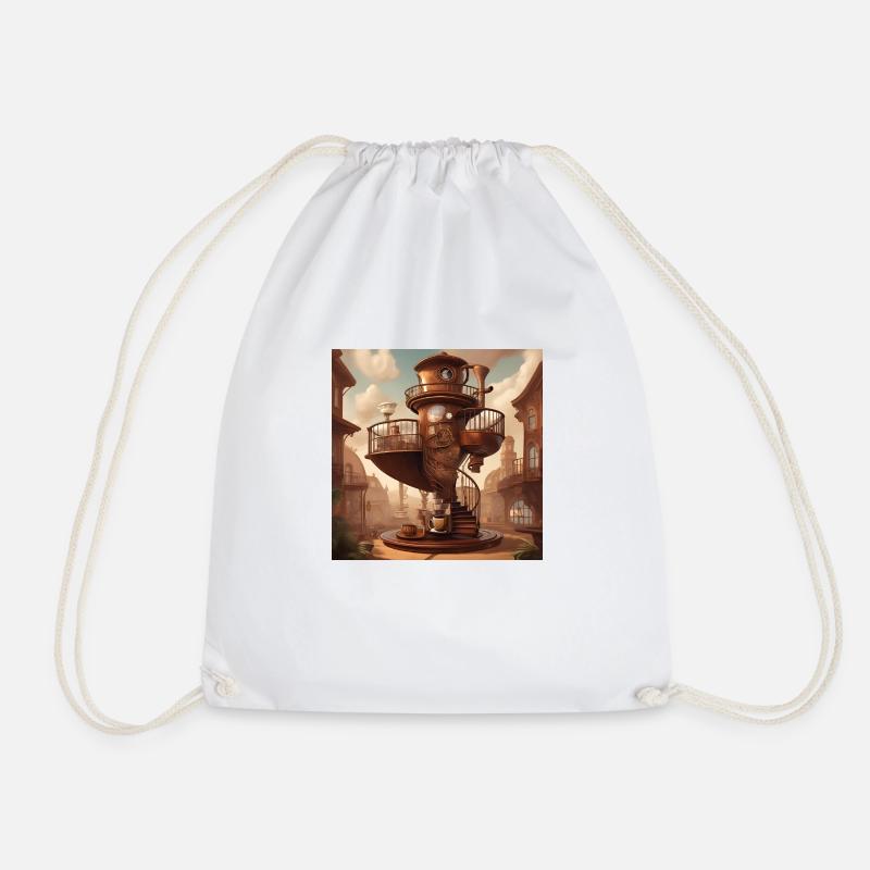 Spiral Coffee Corner - Drawstring Bag - white