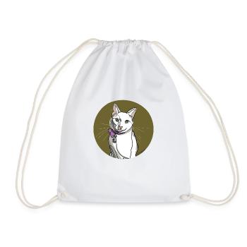 Katze Illustration - Turnbeutel - Weiß - Vorne