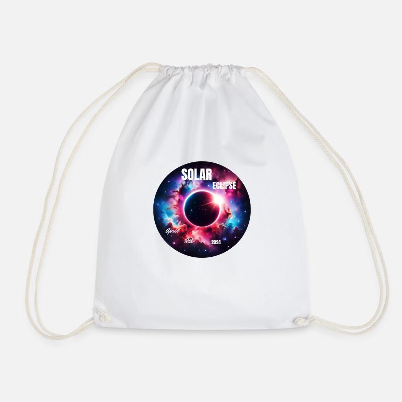 Solar Eclipse April 8, 2024: Celestial Miracle - Drawstring Bag - white