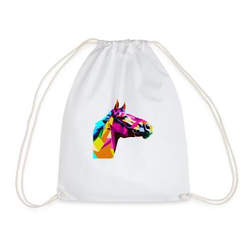 Buntes Pop Art Pferde Portrait Reiten Polygon - Turnbeutel - Weiß - Vorne
