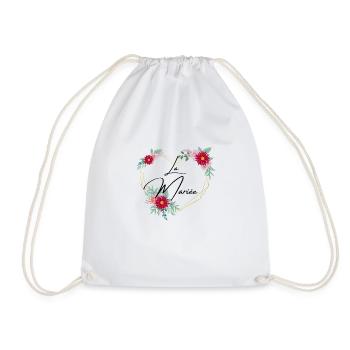 Bride heart floral - matching tshirt - Drawstring Bag - white - Front