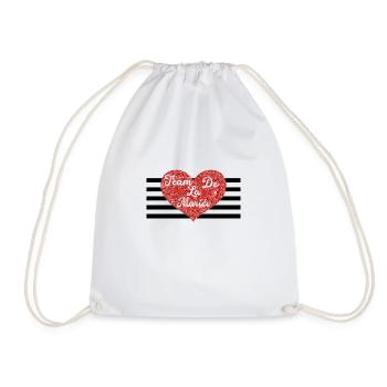 The bride's team with red heart-matching tshirt - Drawstring Bag - white - Front