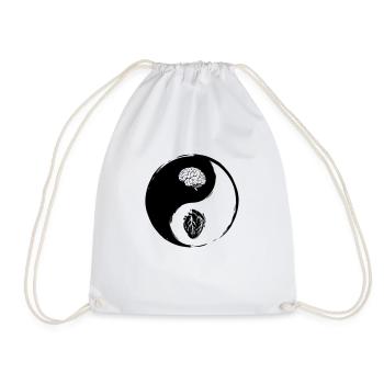 Yin Yang Heart Brain - Drawstring Bag - white - Front