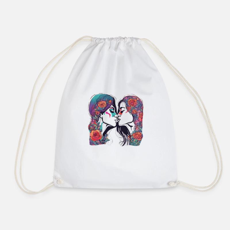 Kiss me - Drawstring Bag - white