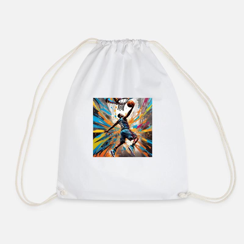 Basketball Player Color Splash - Drawstring Bag - white