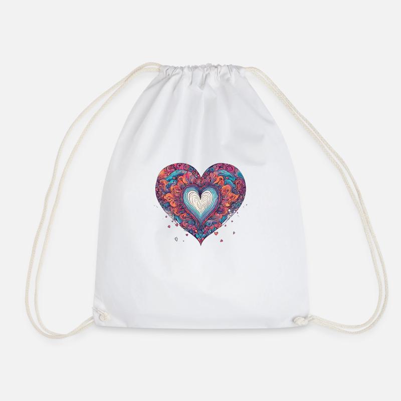 Heart psychedelic - Drawstring Bag - white