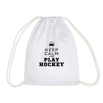 Ruhe bewahren und Hockey spielen Originelle Geschenkidee - Turnbeutel - Weiß - Vorne
