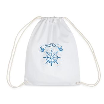 nautical, marine, sailboat - Drawstring Bag - white - Front