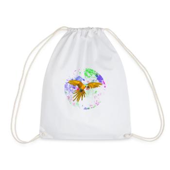 Macaw flight before paint splashes - Drawstring Bag - white - Front