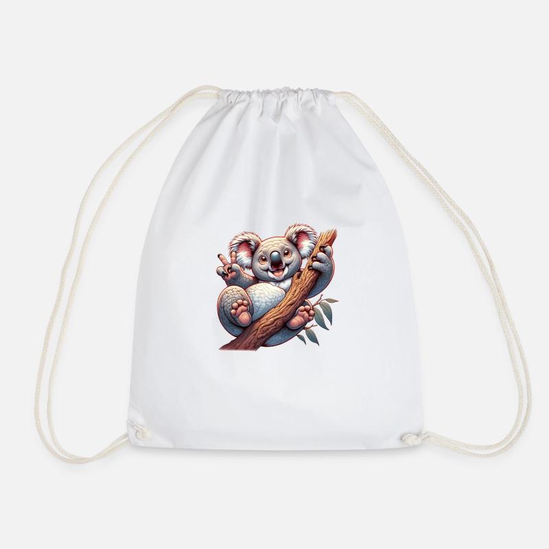 Cute koala bear rejoices. For the family - Drawstring Bag - white