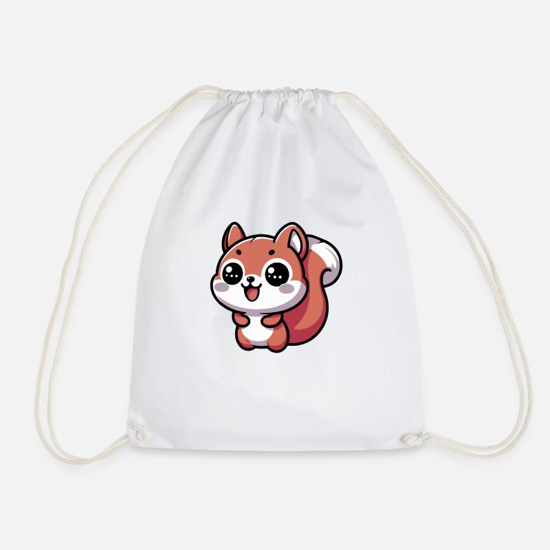Nussig Das glückliche Kawaii-Eichhörnchen - 2 - Turnbeutel - Weiß