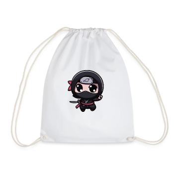 Niedlicher Kawaii Chibi Ninja - Turnbeutel - Weiß - Vorne