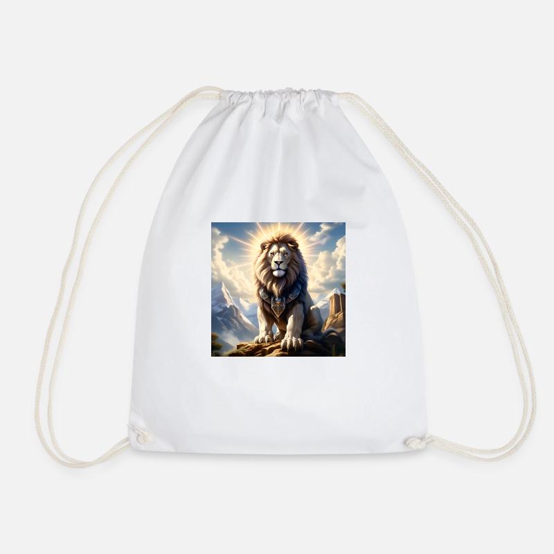 A strong Lion detailed - Drawstring Bag - white