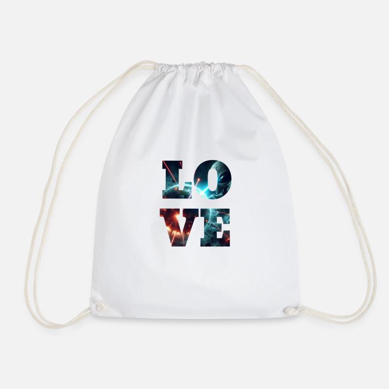Alien Love - Drawstring Bag - white