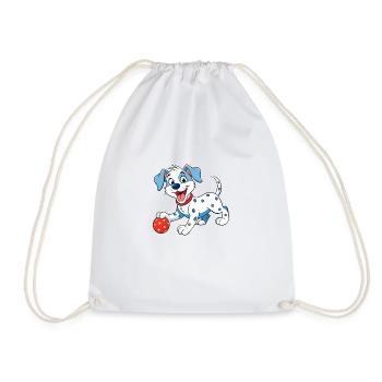 Happy Dalmatian Playing Ball - Drawstring Bag - white - Front
