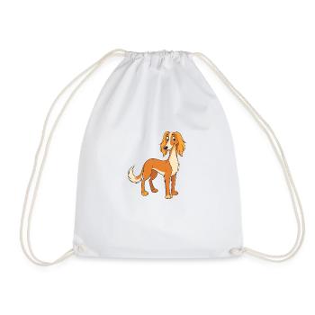 Graceful Saluki: Digital Art - Drawstring Bag - white - Front