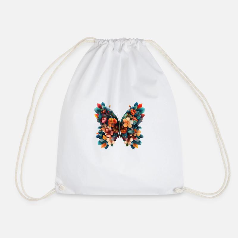 Blossom Bliss - Drawstring Bag - white