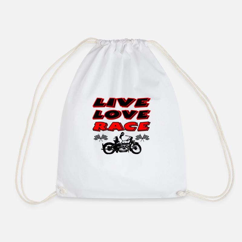Motorcycle - Drawstring Bag - white