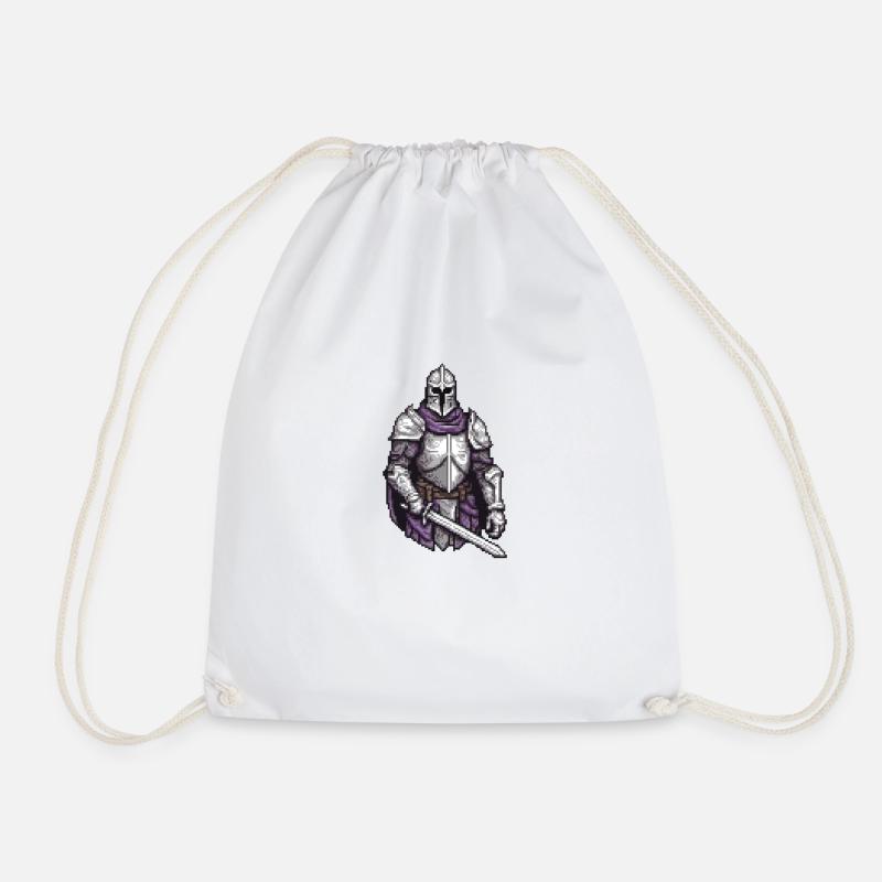 Pixel Paladin Valor - Drawstring Bag - white