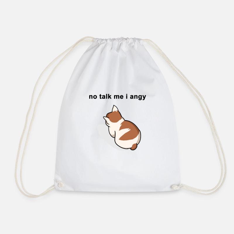 no talk me I angy meme cat - Drawstring Bag - white
