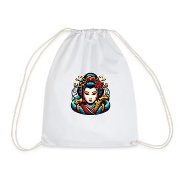 Abstrakte Geisha mit Schlangen -Farbige Illustrati - Turnbeutel - Weiß - Vorne