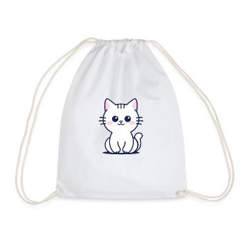 Katze - Turnbeutel - Weiß - Vorne