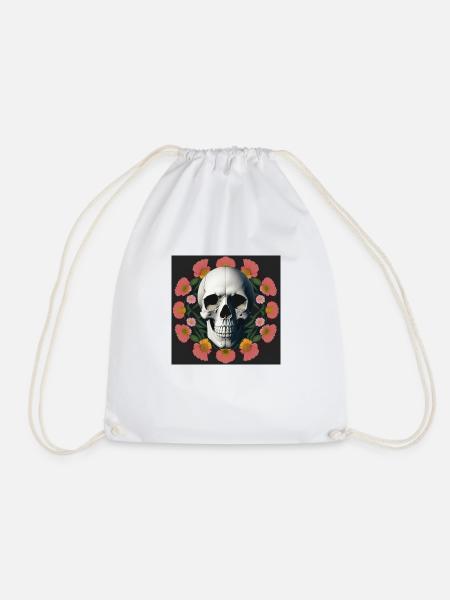 Flower-Skull - Turnbeutel - Weiß