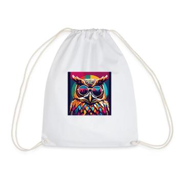 Hibou cool avec lunettes de soleil Popart - Sac de sport léger - blanc - Devant