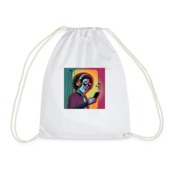 Psychedelic Sound Rush: Music Junkie's Journey - Drawstring Bag - white - Front