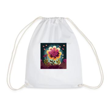 Colorful Freedom: Hippie Flower - Drawstring Bag - white - Front