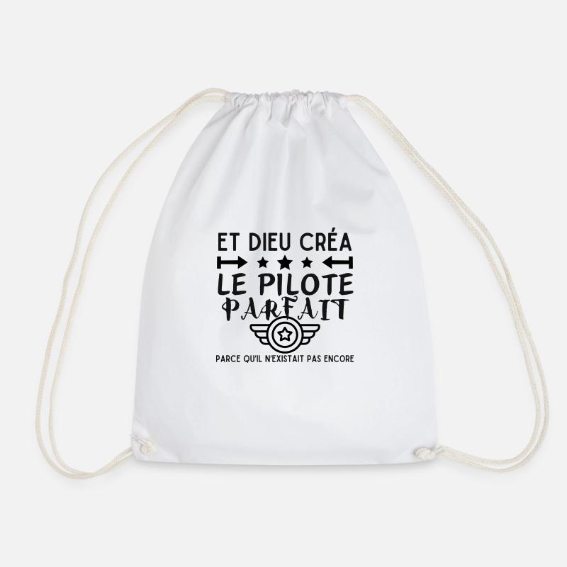 GOD CREATED THE PERFECT PILOT - Drawstring Bag - white