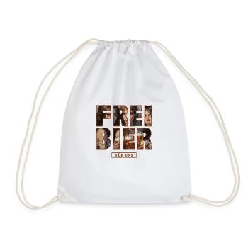 Free beer for us - Drawstring Bag - white - Front