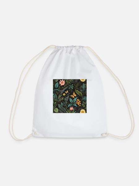 Schmetterlinge im Laub #butterfly #flowers - Turnbeutel - Weiß