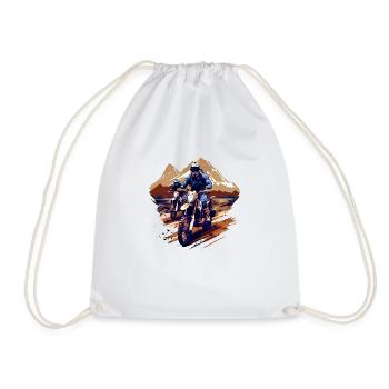 Motorcycel, Cross, Mountain, Vacation, Summer, Mount Travel - Drawstring Bag - white - Front