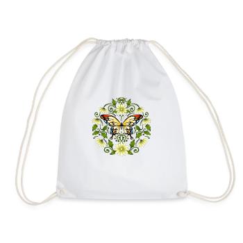 Butterfly - Drawstring Bag - white - Front