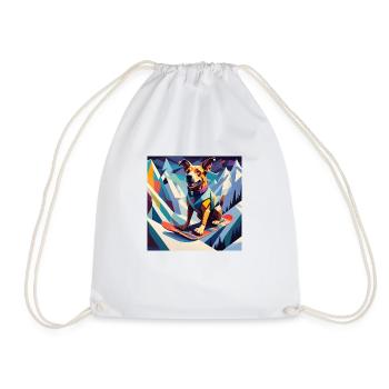 Dog on a snowboard - Drawstring Bag - white - Front