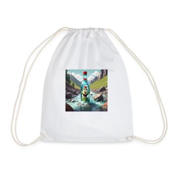 Crazy bottle in a mountain scenery - Drawstring Bag - white - Front