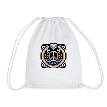 LGBT Pride Love Heart Tolerance Rainbow Flag - Drawstring Bag - white - Front