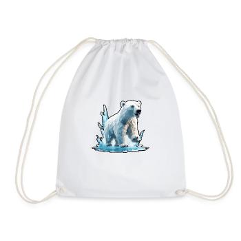 Polar Bear / Animal / Norpol / Winter / Childlike / Cute - Drawstring Bag - white - Front