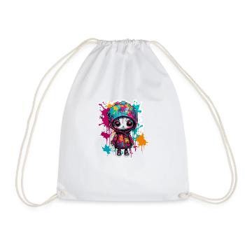 Horror Doll / Halloween / Creepy / Dark - Drawstring Bag - white - Front
