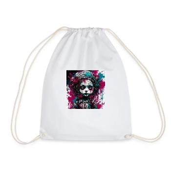 Horror Doll / Halloween / Creepy / Dark - Drawstring Bag - white - Front