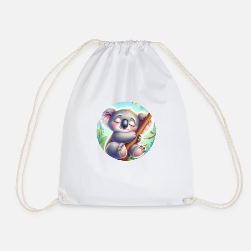 happy koala bear koala - Drawstring Bag - white
