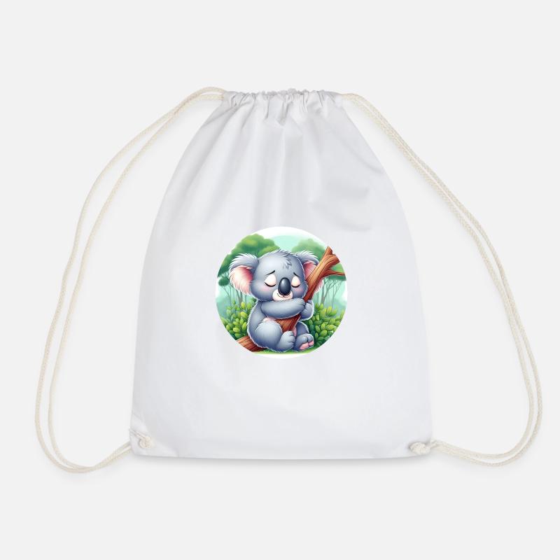 happy koala bear koala - Drawstring Bag - white