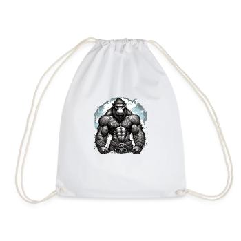Tattoo / Animal / Art / Cool / Comic / Gorilla - Drawstring Bag - white - Front