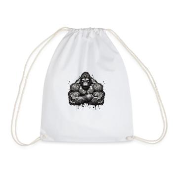Tattoo / Animal / Art / Cool / Comic / Gorilla - Drawstring Bag - white - Front