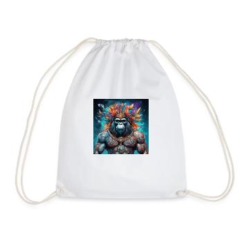 Tattoo / Animal / Art / Cool / Comic / Gorilla - Drawstring Bag - white - Front