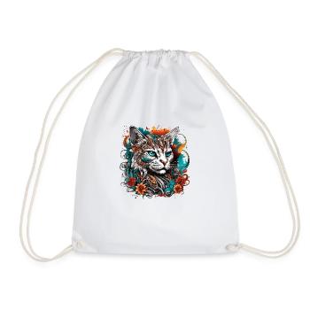 Tattoo / Animal / Art / Cool / Comic / Cat - Drawstring Bag - white - Front