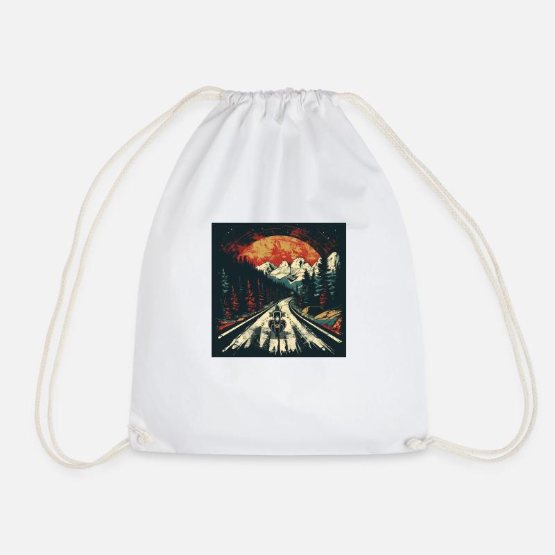 Ride to sunset - Drawstring Bag - white