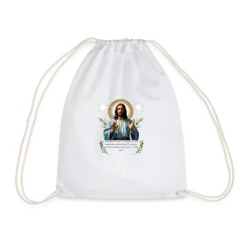 "Serene Jesus - Minimalist Christian Faith T-Shirt - Drawstring Bag - white - Front